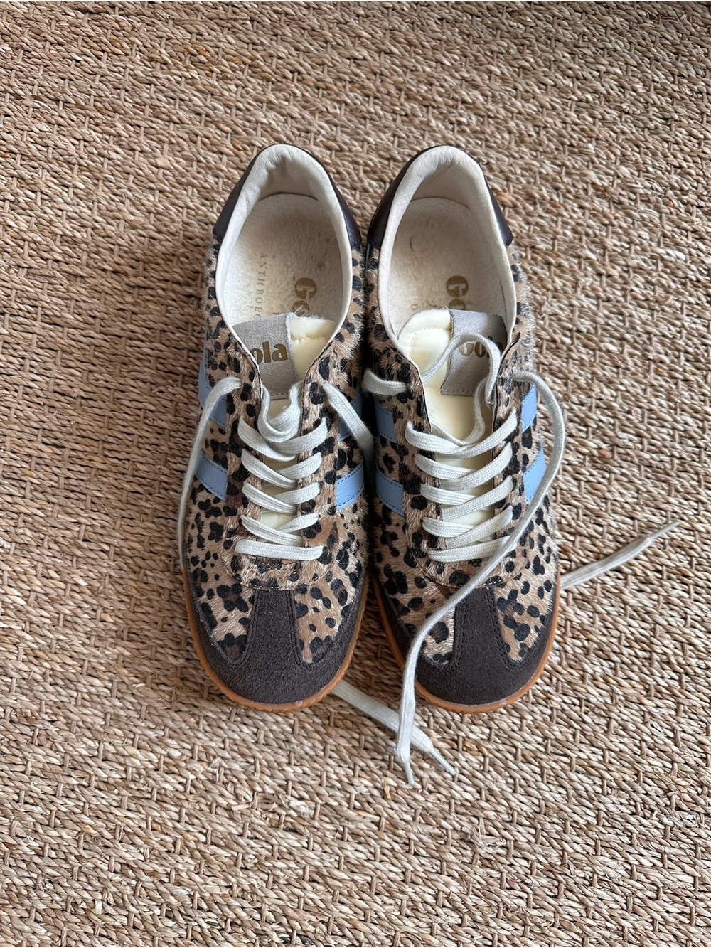 Gola x Anthropologie Leopard Print Sneakers with Light Blue Stripes